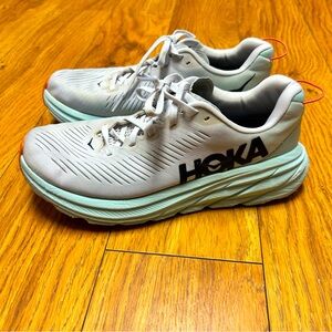 HOKA Women’s Rincon 3 #119396 WBGL Running Shoes Light Grey Mint Coral | Size 8